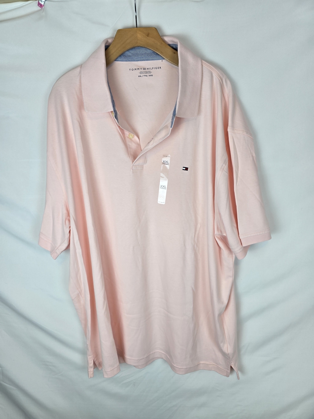Tommy Hilfiger Men’s Light Pink Polo Shirt with Signature Flag